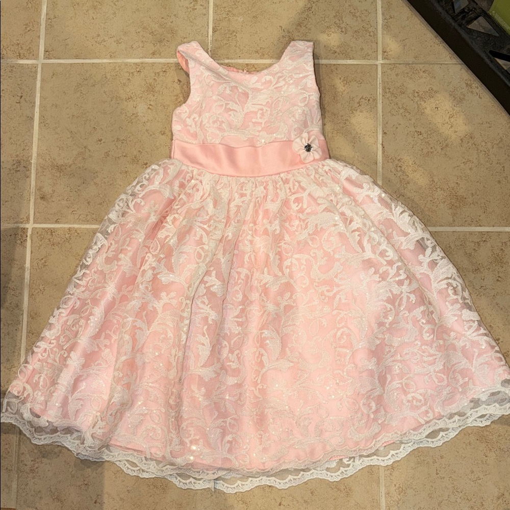 Tip Top Kids Pink Floral Lace Dress